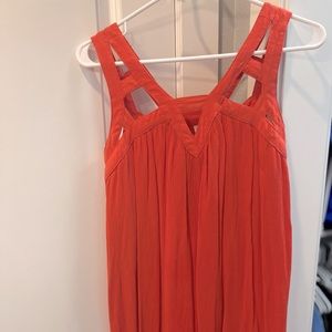 Coral gauze flowy short dress